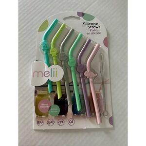Melii Reusable‎ Silicone Animal Straws for Toddlers & Kids with Cleaning Brush